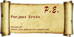 Porjesz Ervin névjegykártya